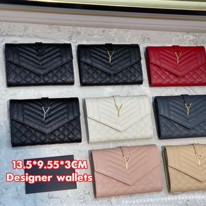 10A Carteras de diseño de lujo Cassandre Matelasse compacto triple billetera monedero bolsos letras de metal titular de la tarjeta de cuero genuino billetera titular de la tarjeta diseñador