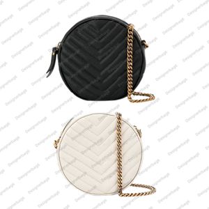 10A Fashion Designe Luxury Women Caviar Round Bag VINYLE ROUND CAMERA BAG Bolsos de cadena Bolso de hombro de alta calidad Crossbody Grain De Poudre Repujado de cuero