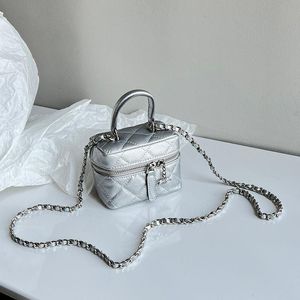 10A Fashion Handbag Womens Mini Chain Sil Silver Sac en cuir Hardware Check Pendant Diamond Classic Clasm Luxury Designer Small 12cm Metall BVDK