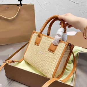 10a Tapis de mode 2 femmes Shopping Sacs Sacs Tonze Tape Tote Tote Handbag Designer Beach Lady Crossbody Body Bucket Vocation 220704 Paille Summ RACW