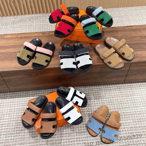 10a Flat Tlide Chypre Sandales célèbres Designer Femmes Men Slipper Womens Sandale Slide Real Cuir Denim Sandale Femme Casual Sliders Summer Beach Sandles