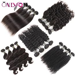 Extensiones de cabello humano de cabello virgen brasileño de grado 10A Tejido 5 o 6 paquetes Cuerpo de cabello liso Onda de agua profunda Rizado Rizado Natural 289u