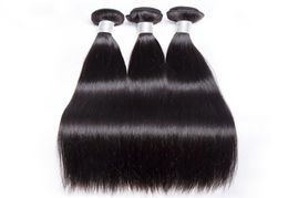 10A Grade cheveux humains paquets 3 paquets droite vierge Extension de cheveux indien péruvien 130 densité vierge Hair9195029