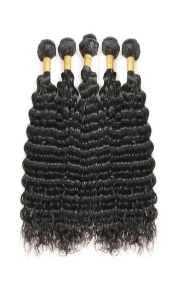 Paquetes de cabello humano virgen peruano de onda profunda de grado 10A 5 piezas 500 g / lote Extensión de cabello humano Remy sin procesar cortado de un donante Natu1373113