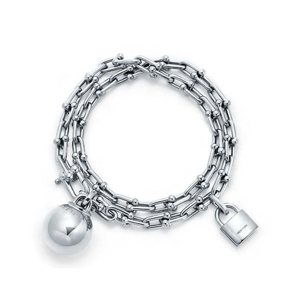 Bracelets 10A + Hardwear Ball and Lock Decoration 18K Gold and Pure Silver Bracelet New York JJGNH521