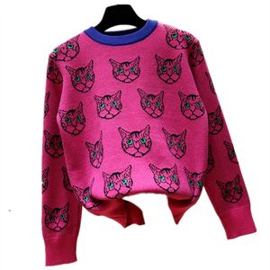 10A Hoge kwaliteit herfst winter Designer damestruien Pullover Fashion Cat Puff Dames ronde hals Ttable Sweater Hoge kwaliteit runway trui