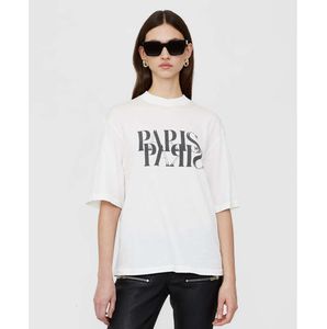 10A Hoge Kwaliteit BING AVI T-Shirt Vrouwen Ivoor Wit Parijs T-shirts Brief Patroon Losse Tops Katoen Korte Mouwen Tees
