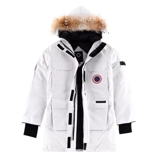 10A Chaqueta de plumón canadiense de alta calidad 08 Expedición Mujeres y hombres Abrigo de invierno de piel de lobo Longitud media Invierno Nuevo estilo de gansos Ropa superada Abrigos gruesos