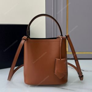 10A hoogwaardige designer tassen bakken Emmerzakken met trekkoord Mini crossbody tas 16 cm koeienhuid mode mini tas Kleine bruine luxe tas Geschenkdoos verpakking damestas