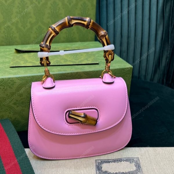 10A Sacs de créateurs de haute qualité Totes Sacs à main de luxe 21cm Sac à bandoulière Sac à noeud en bambou Sacs à bandoulière pour femmes Mini sac rose Mode Sac femme orange Emballage de boîte-cadeau