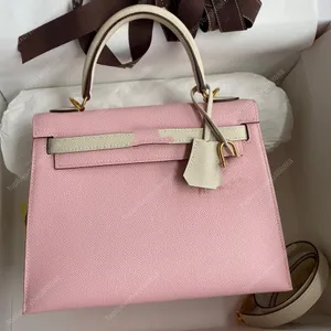 10A bolso cruzado de diseñador de alta calidad el bolso de mano bolso de hombro 28 CM piel de epsom Color de la bolsa de dama Línea de cera hecha a mano con caja Cerrojo Casual Tote envío gratis bolso rosa