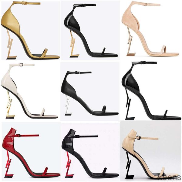 10A Haute Qualité Designer Femmes Chaussures OPYUM Or Talon Laque En Cuir Sandales De Luxe Ballet Danse En Métal En Cuir De Noce Talons Hauts