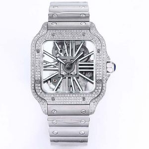 10a Reloj de hombre de moda de alta calidad Sandos esfera hueca espalda transparente movimiento mecánico reconstituido Regalo de Navidad Reloj de diamantes 39 mm