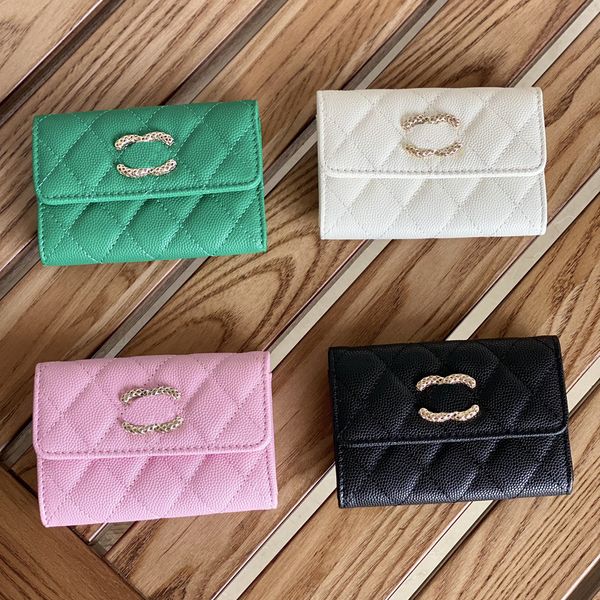 10A Haute qualité en cuir authentique caviar mouton de mouton pour femmes zéro portefeuille portefeuille pour femmes porte-carte concepteur push wallet concepteur femme 0017