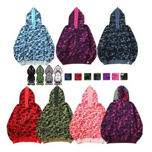 10A Hoge kwaliteit hoodie heren designer volledige zip-up Shark Hoodies voor dames Zwart camouflagejack Geel Hoody sweatshirt met capuchon Man Damessweater lang