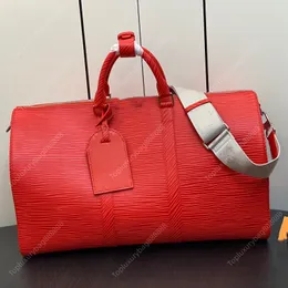 10A bolso para hombre de alta calidad Paquetes deportivos al aire libre Bolsas de lona bolso de diseñador para hombre Bolso cruzado de 50 CM para hombre Bolso de viaje con ondulación de agua roja de cuero genuino bolso de viaje bolso de hombro