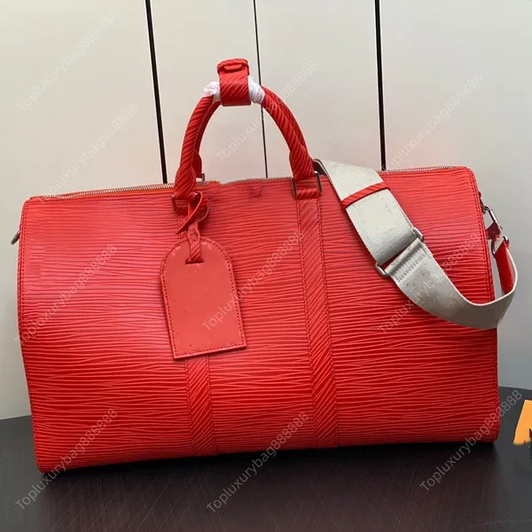 10A sac pour hommes de haute qualité Sport Outdoor Packs Duffel Sacs sac de designer pour hommes 50CM sac à bandoulière hommes en cuir véritable rouge eau ondulation sac de voyage sac de voyage sac à bandoulière