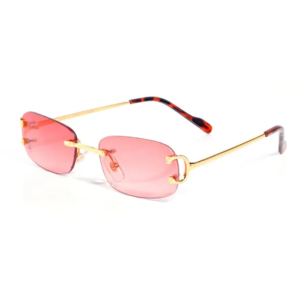 10A Alta calidad Nueva moda Diseñador para hombre Anteojos Espejo reflectante Carti Gafas de sol Mujer Sin marco Rojo Negro Gafas de sol para mujer Marcos dorados Pantera