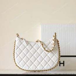 10A bolso de hombro de alta calidad Bolso con cadenas bolso hobo bolso de sillín de lujo Bolso hippie de piel de oveja de 24 cm bolso de diseñador Diamond Lattice Bolsos blancos para mujer Embalaje en caja de regalo