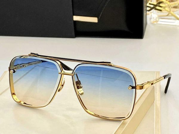 10A Gafas de sol cuadradas de diseño de alta calidad para mujeres Gafas para hombre Gafas de sol de moda Mach Six Brand Marco de metal de lujo Lentes de vidrio azul oscuro de gran tamaño