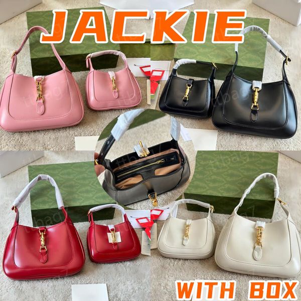 10A Jackie Bolso de mano de cuero Bolso de mujer Bolsos de hombro de diseñador 1961 Bolso de lona negro Moda de lujo Bolso cruzado Embrague Bolsa de viaje Correa Gran capacidad con caja