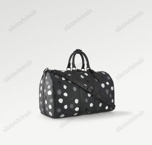 10A L Sac M46400 Sacs polochons à pois pour hommes x YK Bandouliere Keepall 45 Sac à main Yayoi Kusama Sac de voyage de week-end à pois imprimés en 3D Grande capacité