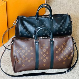 10A Bagage -ontwerper Duffel Bag Lady Keepall 45 50 55 Crossbody Schoudertas Dames koppeling Luxurys Handtas Handtas MAN TOOTE TRICHTE LEDER BRUIN BLOEM DUFFEN