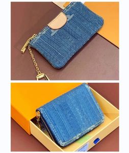 10a luxe denim portemonnee mode denim blauwe portemonnee heren portefeuilles houders dames ritsje portemonnee mini -kaarthouder minpurse sleutelhange sleuteltas designer portemonnee koppelingszak