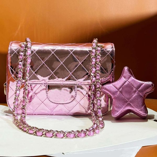 10A bolso de diseñador de lujo para mujer, bolsos de estrella, bolso cruzado de cuero genuino, bolsos de hombro con cadena, carteras con diamantes de charol