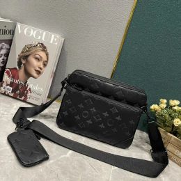 10A bolso de mensajero Triple de cuero de lujo para hombre, bolso de hombro para mujer, bolso de maquillaje, bolso de mano de diseñador para hombre