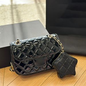 Sac de créateur de qualité de luxe 10A Patent Classic Crossbody Sac en cuir noir sac à bandoulière de mode de créateur femme sac à main Dhgate portefeuille borsa