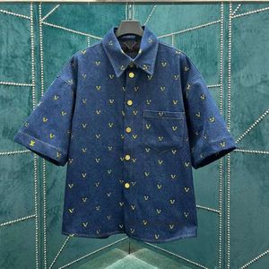 10A Men's Tracksuit Shirt Casual Denim Denim à manches courtes Bouton T-shirt Polo Cardigan Mabet Shorts CHIRT