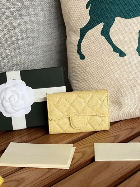 10A espejo billetera de diseñador billetera de caviar monedero Carteras de cuero para mujer monedero Ranura para tarjeta de crédito Mini tarjeta negra delgada Monedero con cremallera superior con