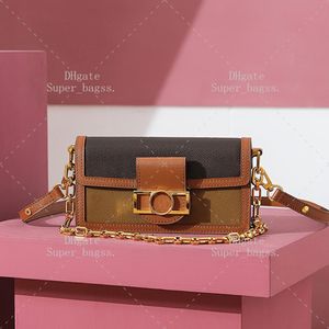 Bolso de hombro para mujer de alta calidad con espejo 10A, bolso de piel de vaca de 21CM, bolso famoso, bolso cruzado con cadena de lujo con caja YL308