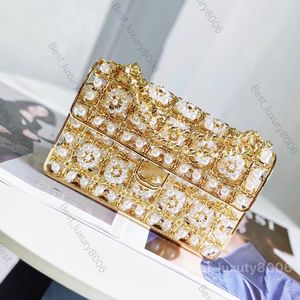 10A Spiegel Luxe Dinertas Klassieke Designer Schoudertas Lente/Zomer Nieuwe Parelmetalen clutch met originele geschenkdoos