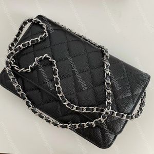 10A Portefeuille classique de qualité miroir sur sac à chaîne Mini sac à main noir matelassé à rabat de 19 cm pour femme en cuir véritable Caviar sac à main en peau d'agneau sacs à bandoulière avec fente pour porte-carte