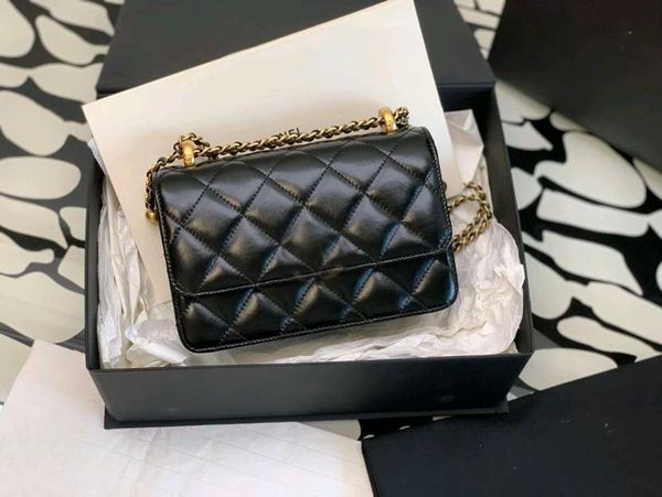 10A Bolso cruzado de calidad de espejo Bolso clásico vintage con solapa Bolsos de cadena para mujer Bolso hobo de hombro Bolso de mano bolso de billetera bolso de charol de coco negro nuevo