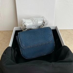 10a spiegelkwaliteit denim designer tas mini portemonnee 11 cm blauwe klep tas klassieke handtas voor vrouwen crossbody tas luxe schoudertas kettingzak met doos