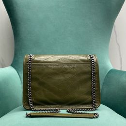 10A Mirror Quality Designer Niki Woman Meenger Handbag Real Leather Courier Sac Backpack Crobody 28cm Capacité Green Sier Mardware Sac
