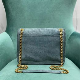 10A Mirror Quality Designer 1 Brown Suede Niki Sac épaule Soft and Durable Leather Color à revers D Boucle Double chaînes d'or Ing Handba