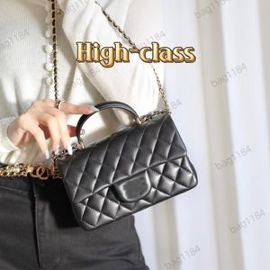 10A Bolso de diseñador de calidad de espejo 20 cm Clásico Mini Cuadrado Solapa CF Bolso de hombro Bolso de mano Bolso cruzado Bolso de piel de cordero Lujo negro C Doble Cuero genuino de Franch