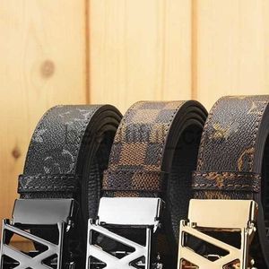10a Mirror Quality Designer Belt Nieuwe herenriemtoplaag Cowhide Business Casual Plaid Print Men's Automatic Buckle Pants Belt