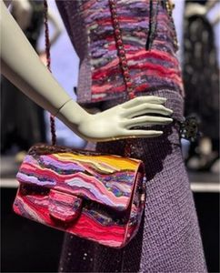 10A Mirror Quality Designer CF Designer Handtas Fashion Messenger Bag, Top, Handweven Magic Color Gradient Pearl Bag.C59