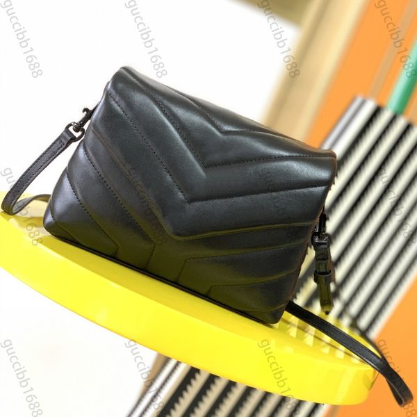 10A Diseñador de calidad de espejo Mini Loulou Toy Bag 20cm Chevron Quilted Purse Womens Real Leather Calfksin Bolso de lujo Crossbody Black Shoulder Box Chain Bags
