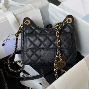 12A geheel nieuwe spiegelkwaliteit ontwerper kleine munt hobo tas dames echt leer gewatteerde zwarte portemonnee luxe handtassen vintage clutch crossbody schouderketting riem box tas