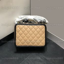 10A Mirror Quality Designer Small Vanity Case Bag 21cm Luxurys Camera Bag Womens Caviar Leather Handtassen Clutch Black Quilted Purse Crossbody Shoulder Box Bag