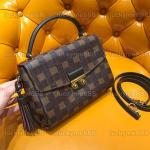 10A Diseñadores de calidad de espejo 25 cm Bolso pequeño de mensajero Croisette para mujer Bolso Damier blanco Luxurys Bolsos de lona a cuadros Bolso de caja con correa de hombro a cuadros marrón