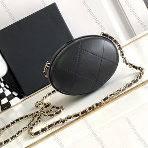 12A Actualización Espejo Calidad Diseñador Bolsas de huevo de ganso 12 cm Mini Monedero acolchado negro Lujos para mujer Bolso de cuero genuino Crossbody Correa de hombro Bolsas de cadena con caja