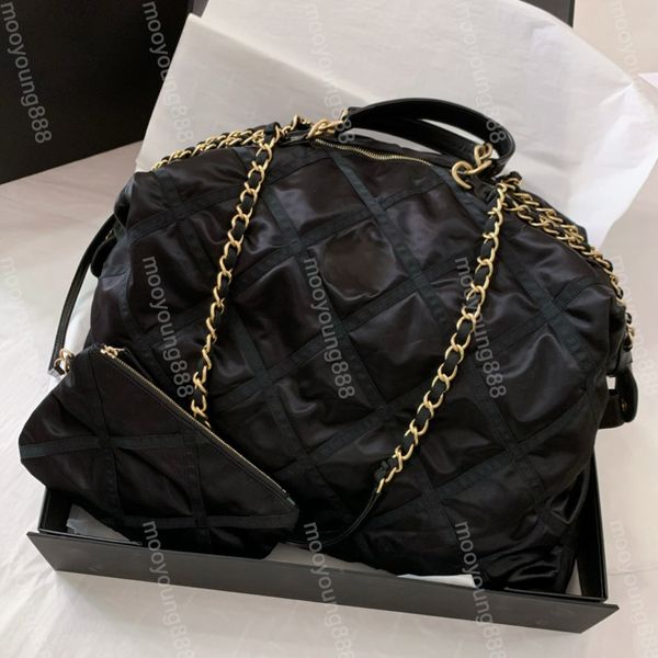 12A Mise à niveau Miroir Qualité Designers Maxi Bowling Ball Sacs Femmes Sac en nylon noir Luxurys Sacs à main Diamant Treillis Sac à bandoulière Sac à bandoulière avec petite pochette