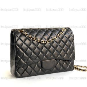 10A Miroir Qualité Designers Maxi Double Rabat Sac 33cm Femmes En Cuir Véritable Caviar Agneau Sac À Main Noir Matelassé Sac À Main Bandoulière Épaule Or Chaîne Sac Avec Boîte